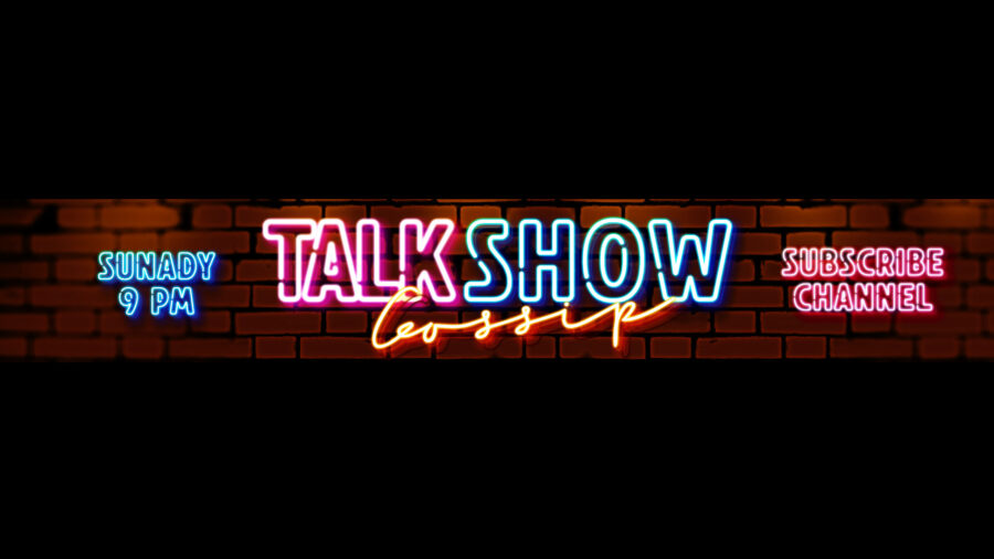 Free Neon Style Podcast YouTube Banner PSD